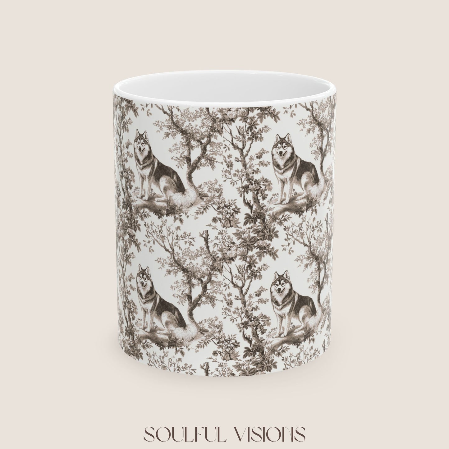 Husky Toile De Jouy Mug