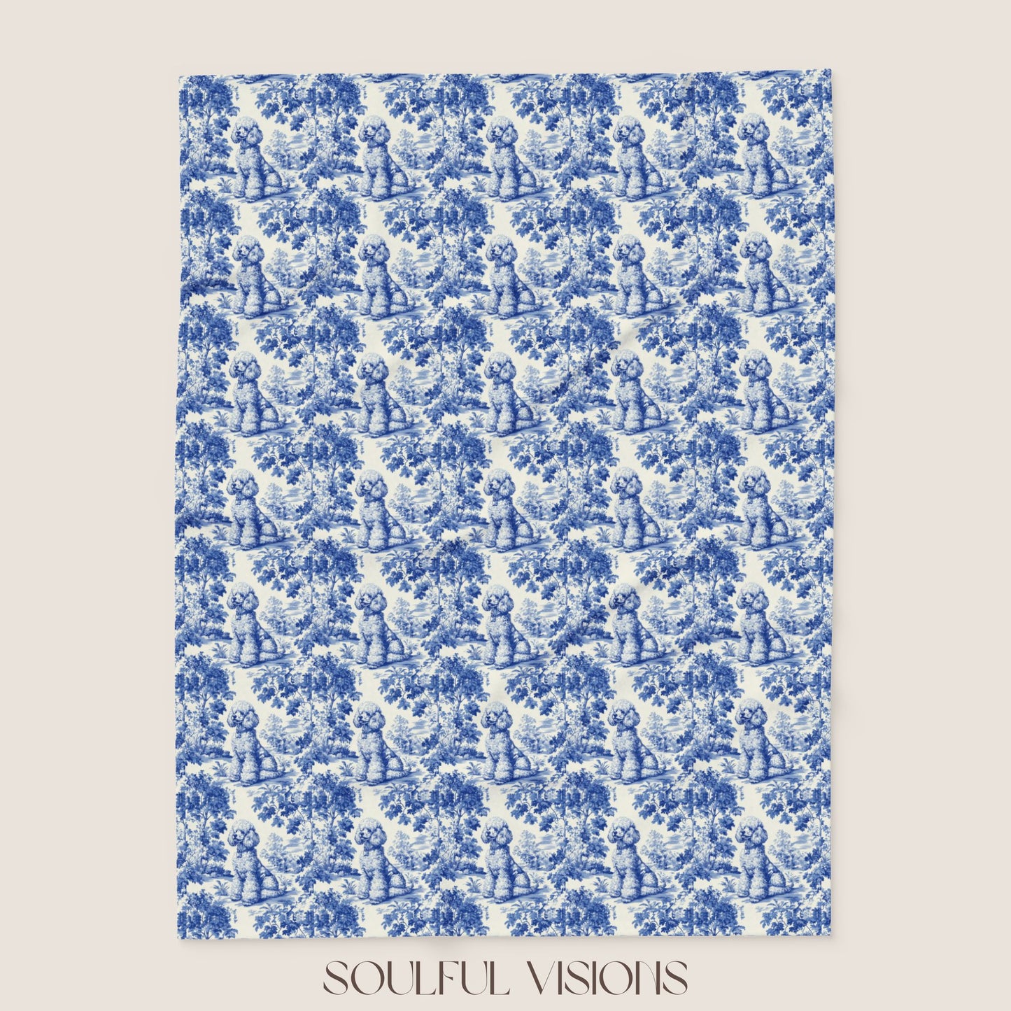 Poodle 3 French Toile De Jouy Blanket