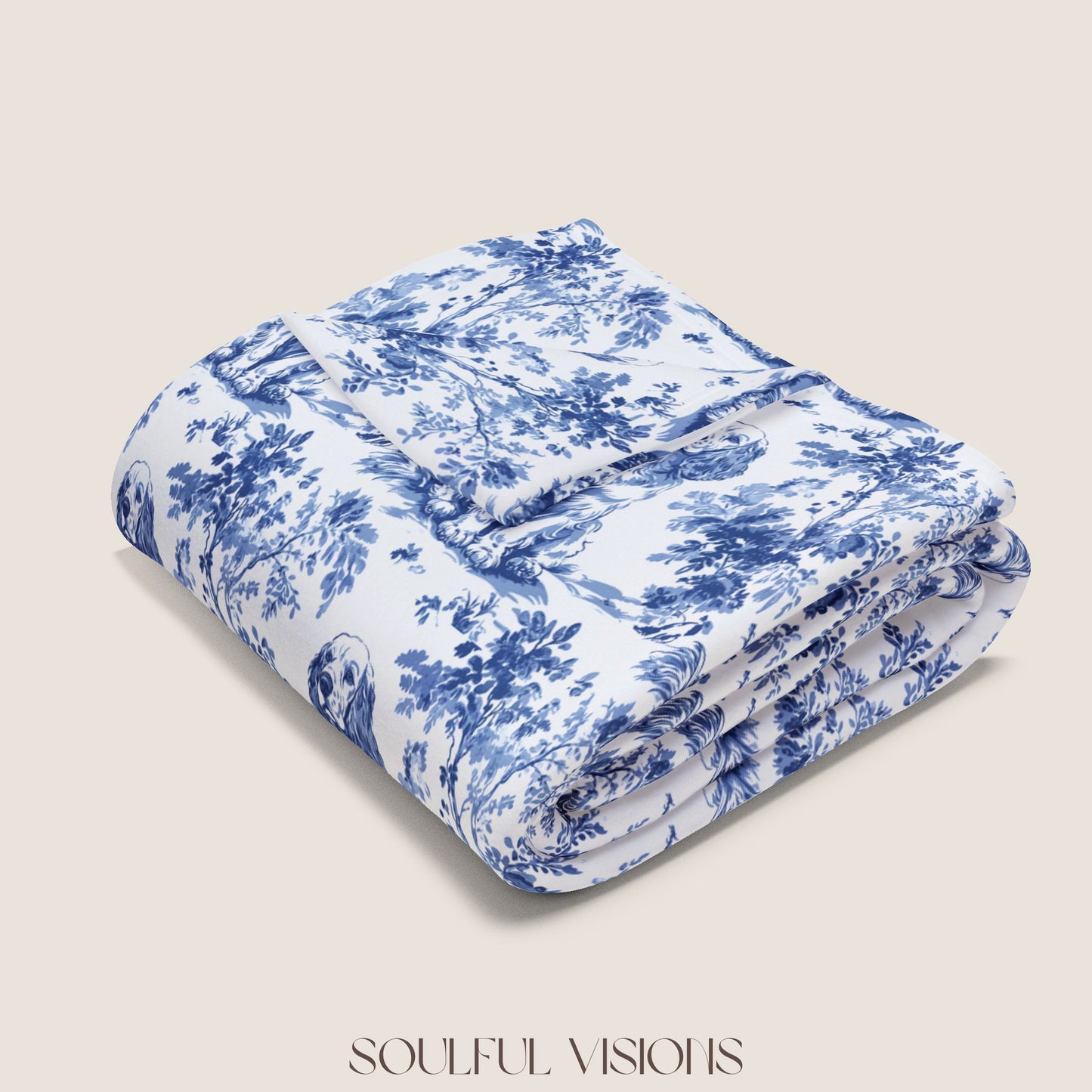 Cocker Spaniel 4 French Toile De Jouy Blanket
