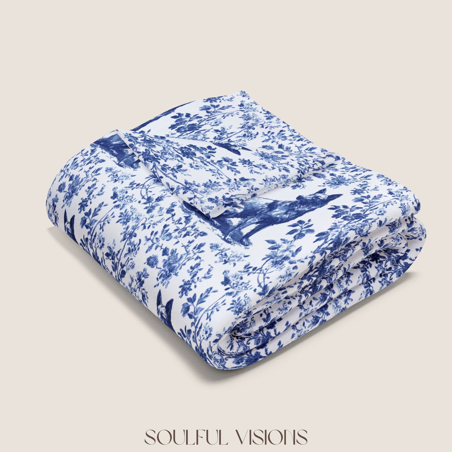 Belgian Malinois French Toile De Jouy Blanket