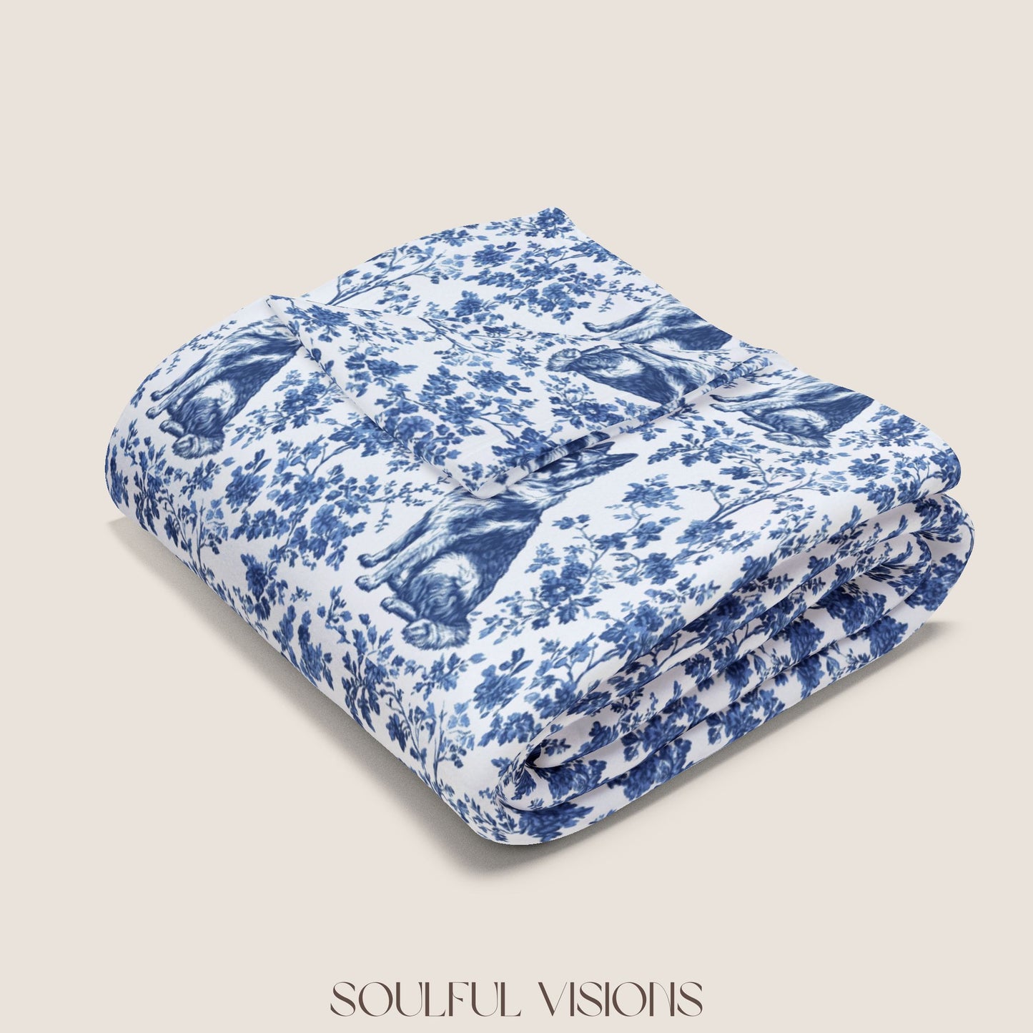 German Shepherd French Toile De Jouy Blanket