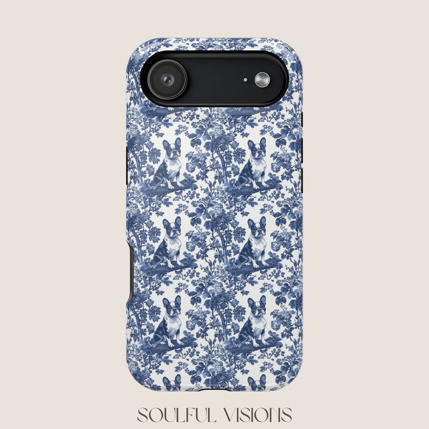 Boston Terrier Toile De Jouy Magnetic Phone Case
