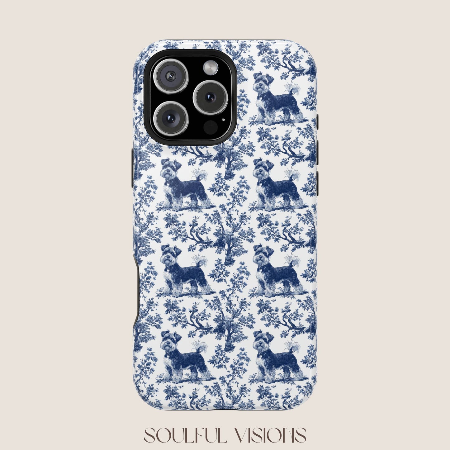 Miniature Schnauzer Toile De Jouy Magnetic Phone Case
