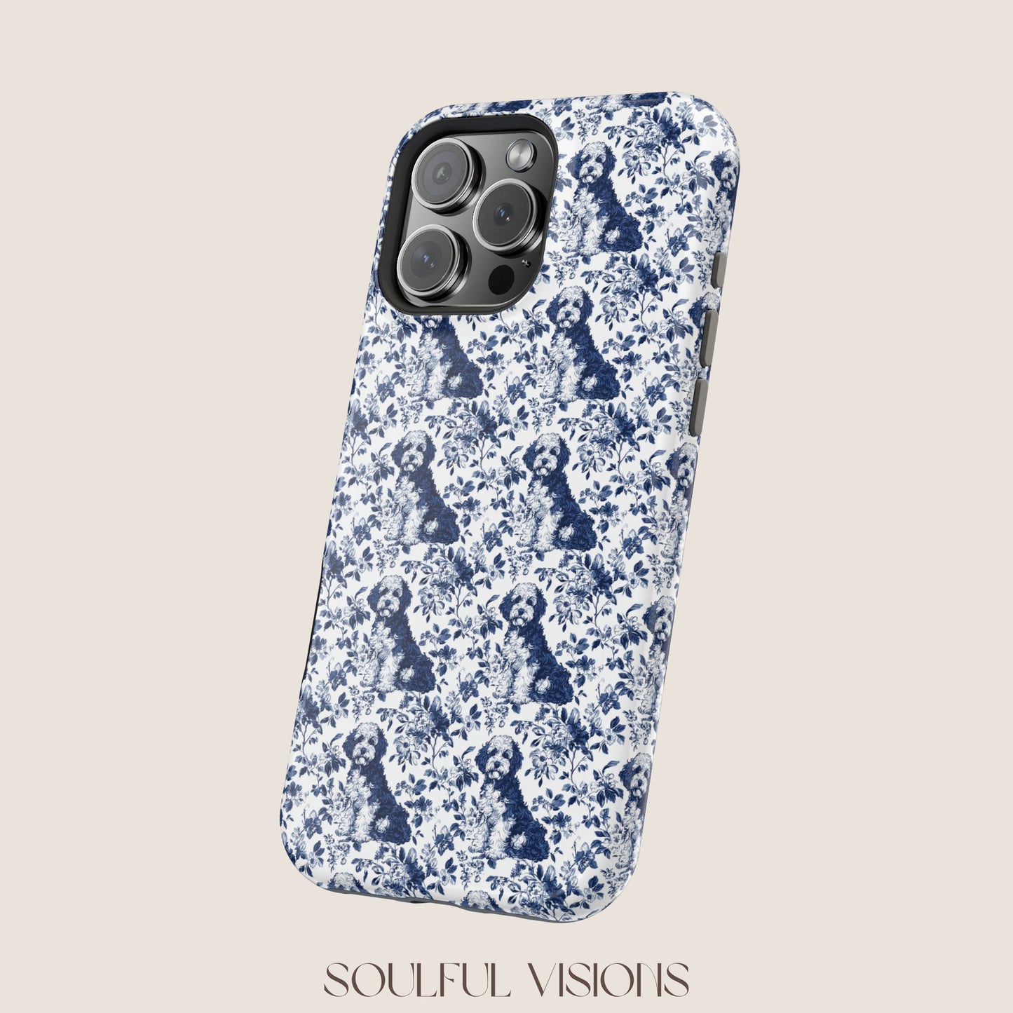Bernedoodle Toile De Jouy Magnetic Phone Case