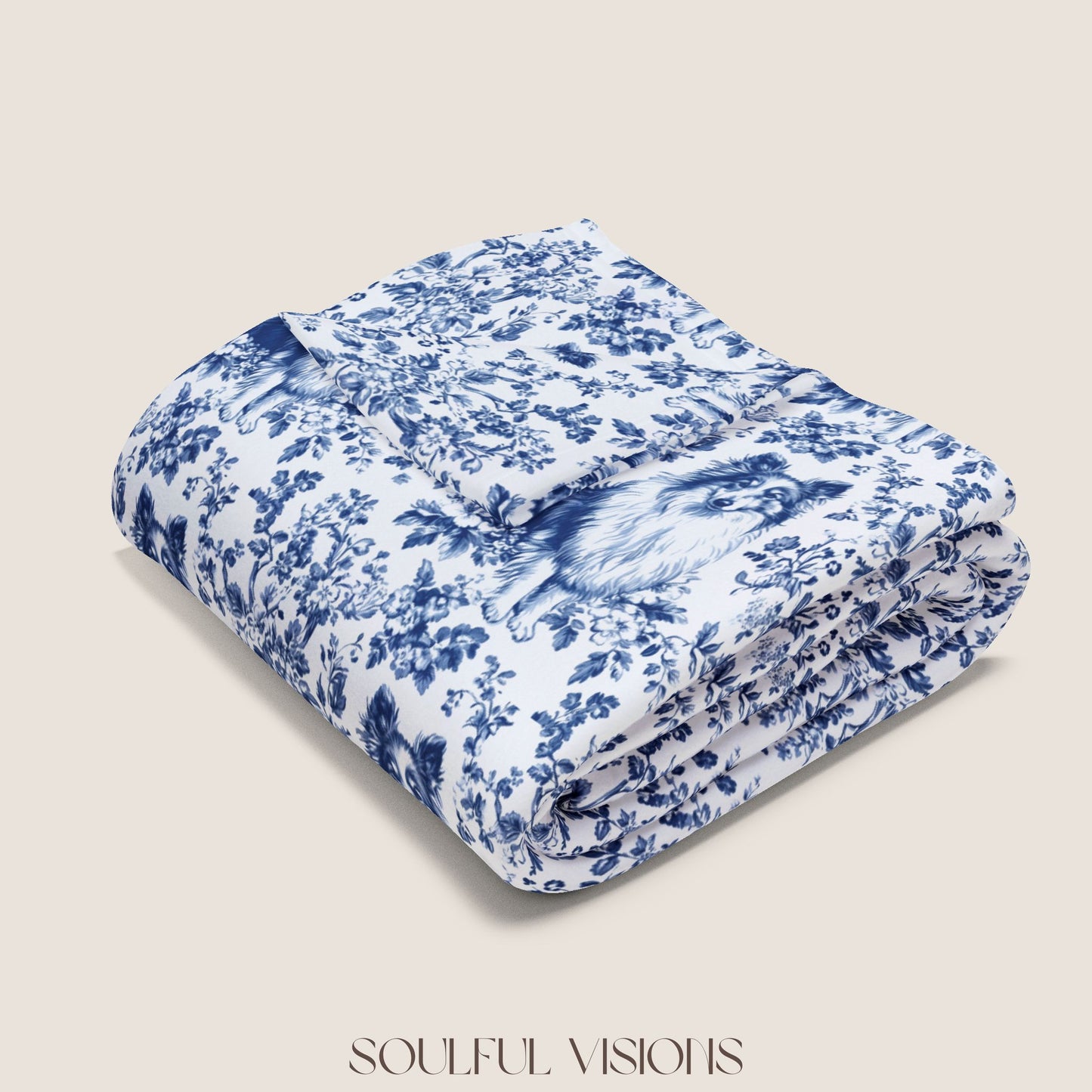 Shetland Sheepdog Toile French Toile De Jouy Blanket