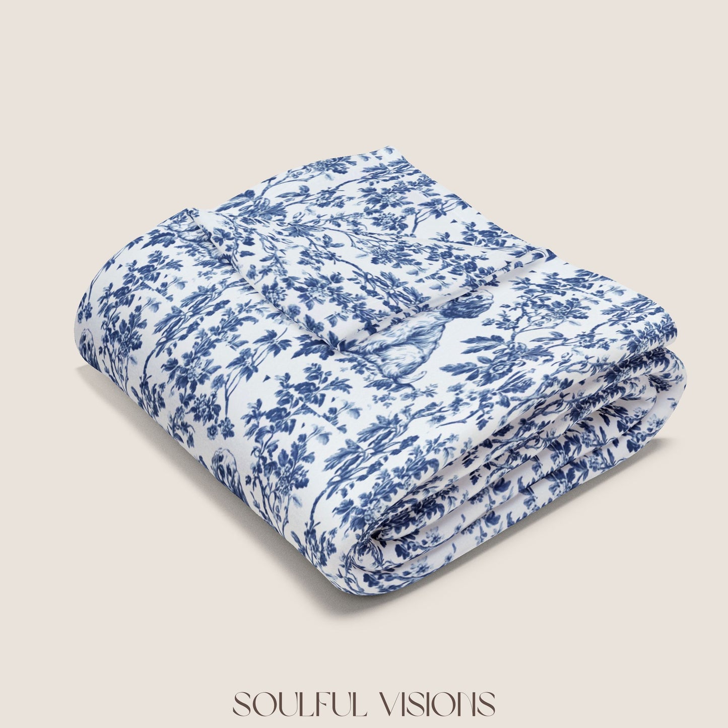 Cocker Spaniel French Toile De Jouy Blanket