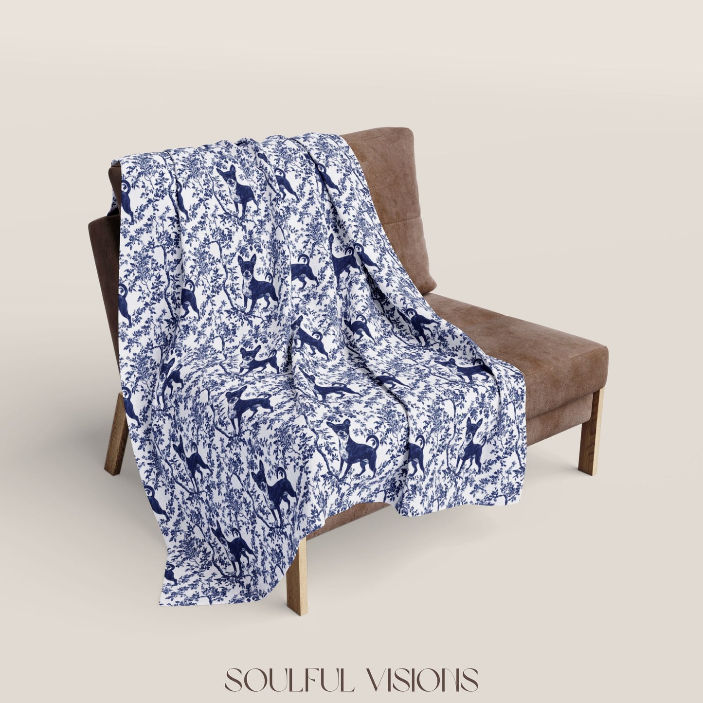 Miniature Pincher French Toile De Jouy Blanket