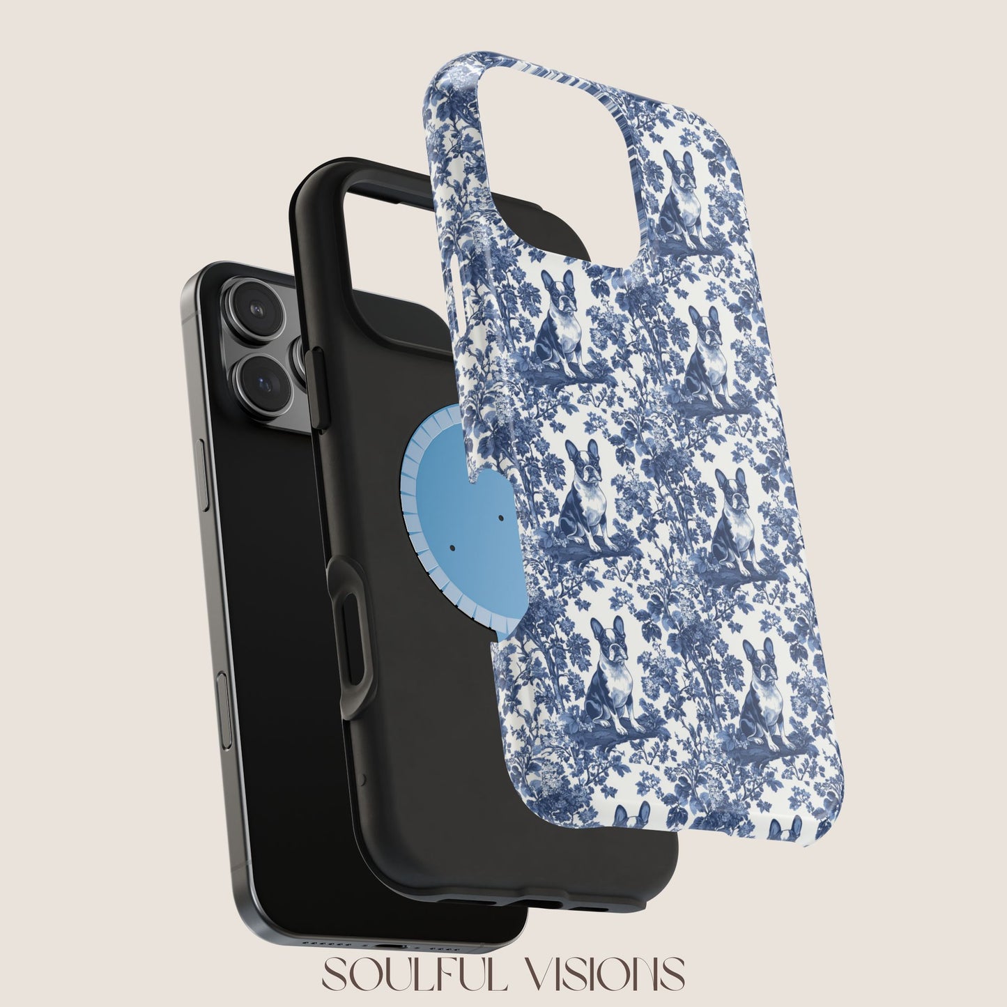 Boston Terrier Toile De Jouy Magnetic Phone Case