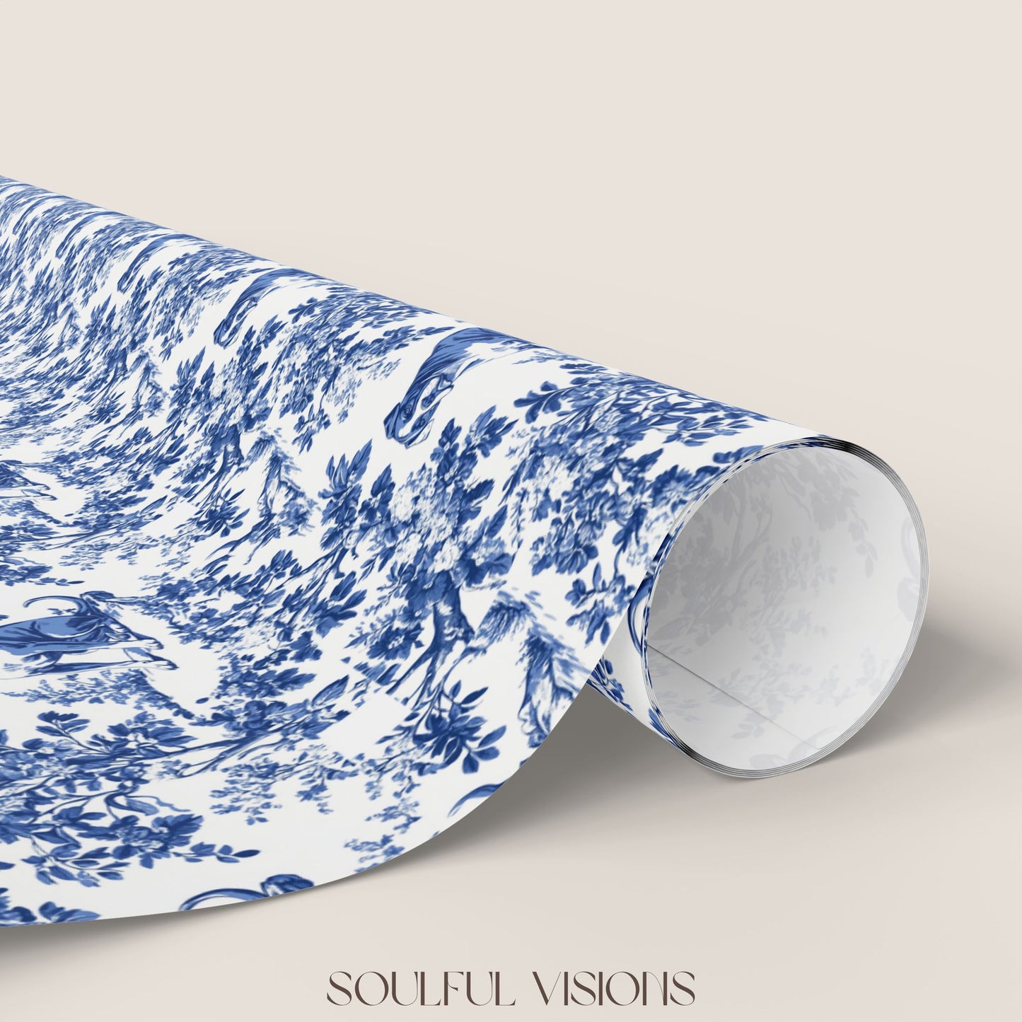 Pitbull French Toile De Jouy Wrapping Paper