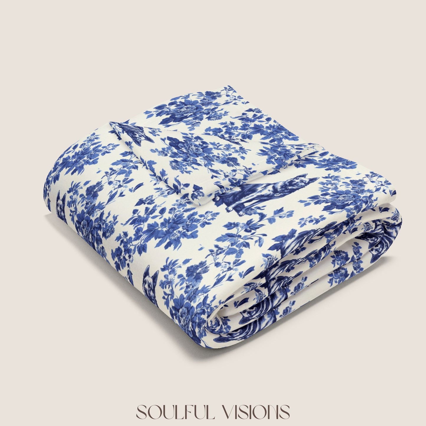 German Shepherd 2 French Toile De Jouy Blanket