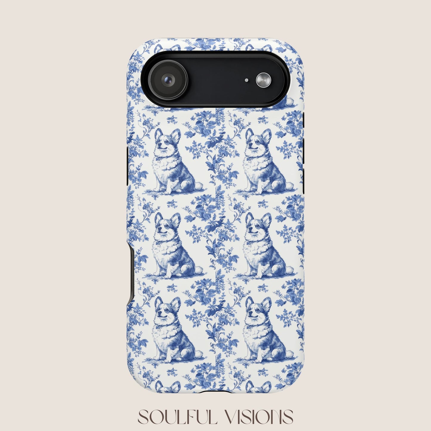 Corgi Toile De Jouy Magnetic Phone Case