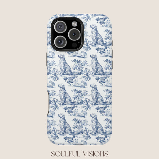 Golden Retriever Toile De Jouy Magnetic Phone Case