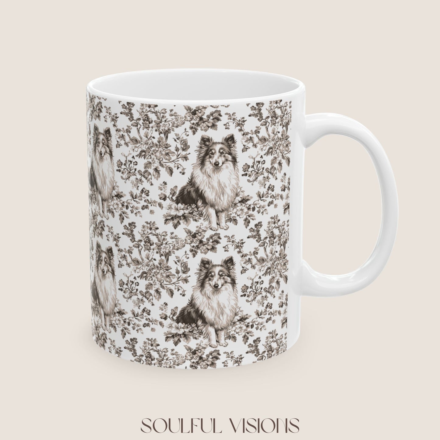 Shetland Sheepdog Toile De Jouy Mug