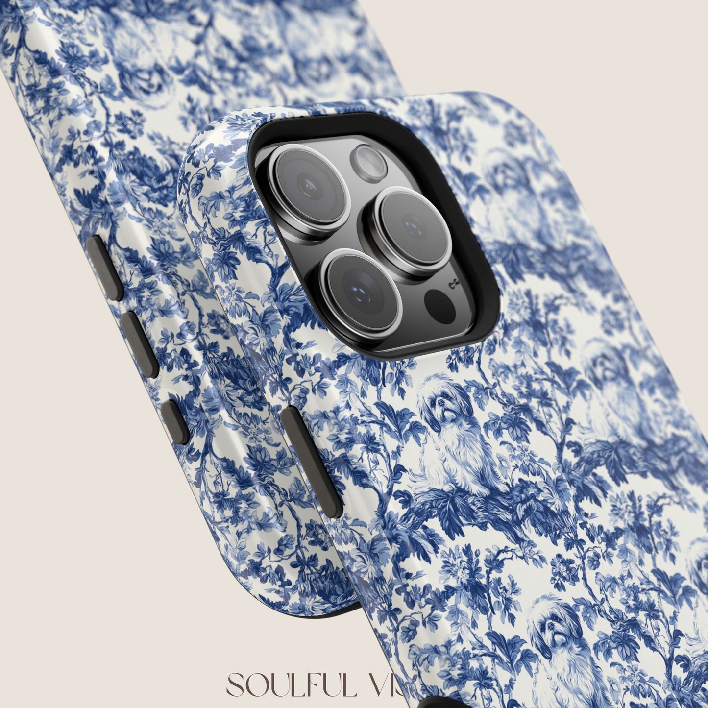 Pekingese Toile De Jouy Magnetic Phone Case