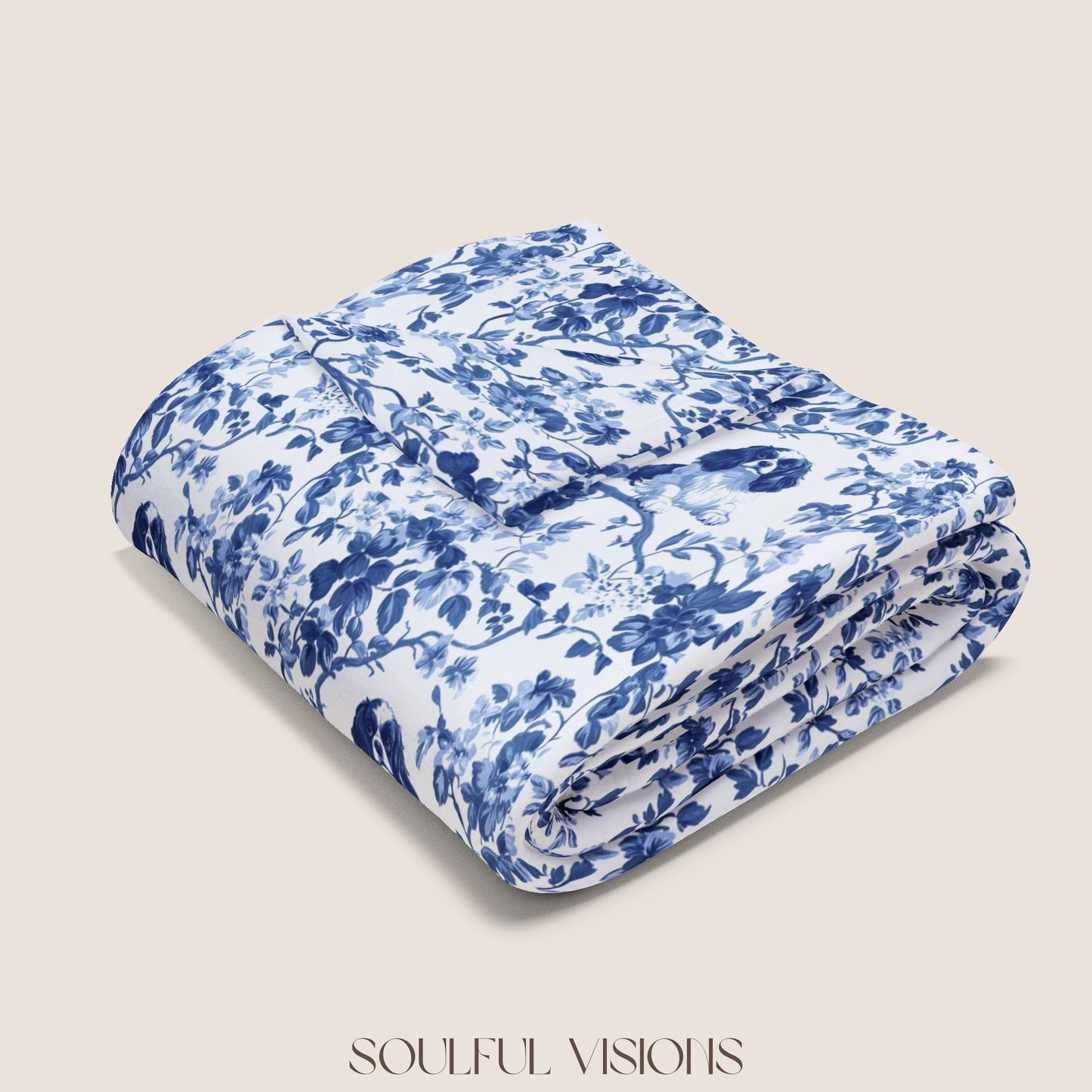 Cavalier King Charles Spaniel French Toile De Jouy Blanket