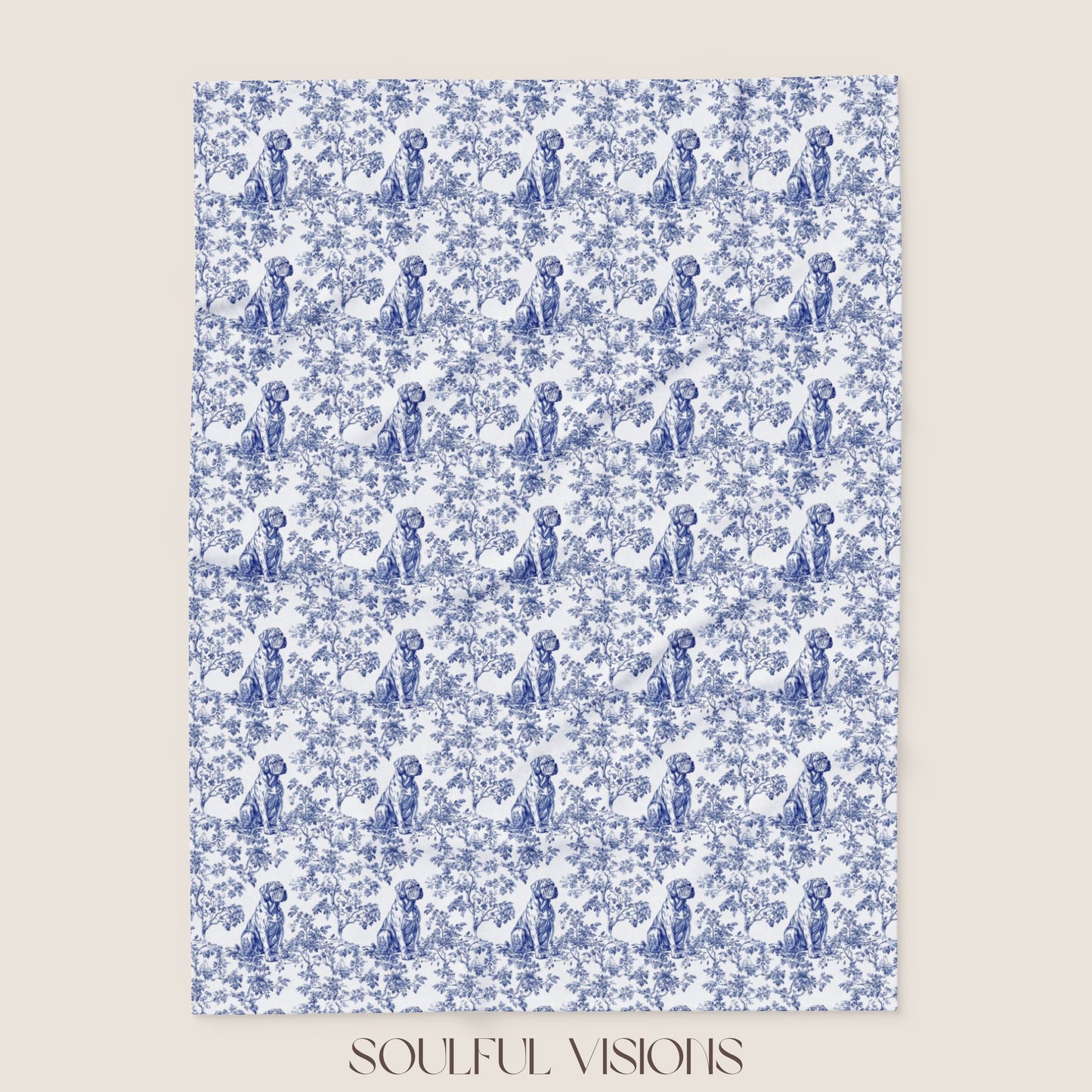 Mastiff French Toile De Jouy Blanket