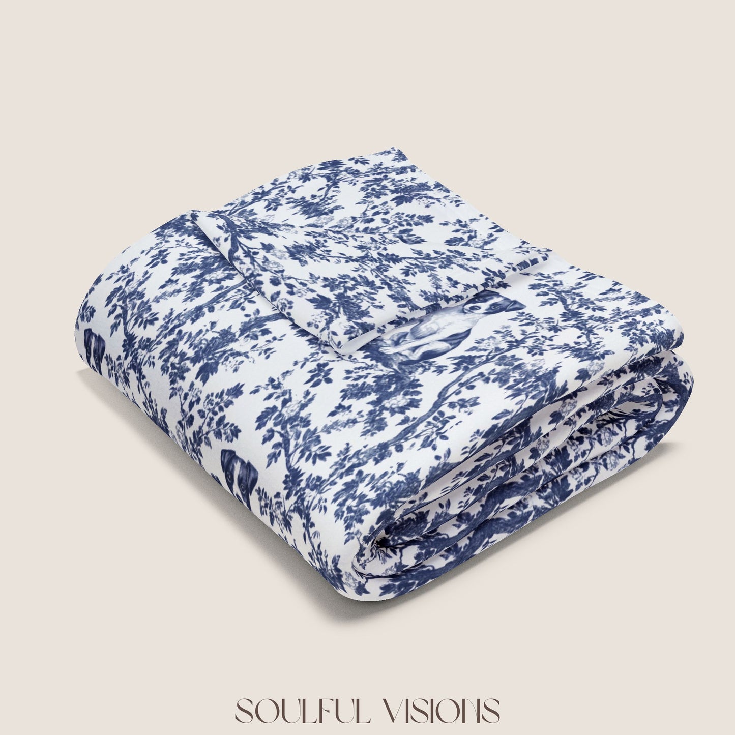 Jack Russell French Toile De Jouy Blanket