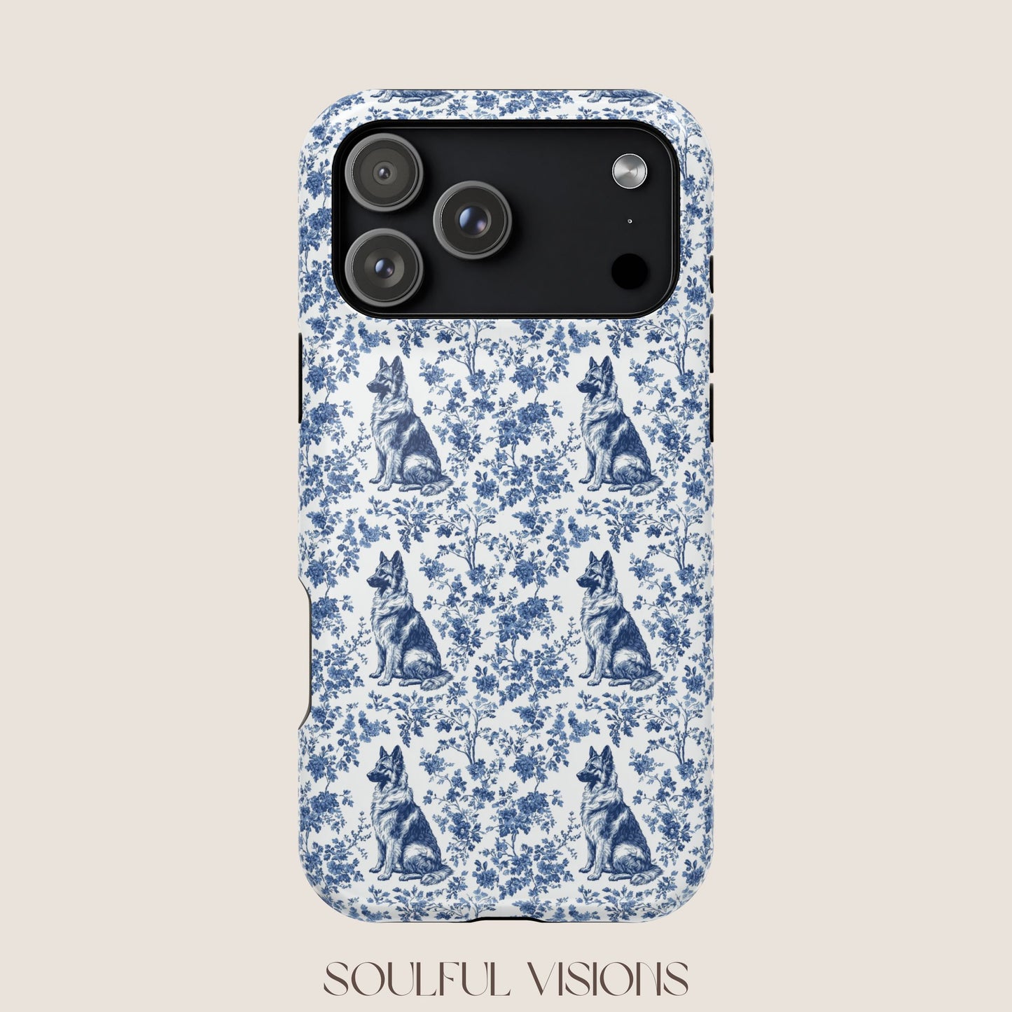 German Shepherd Toile De Jouy Magnetic Phone Case