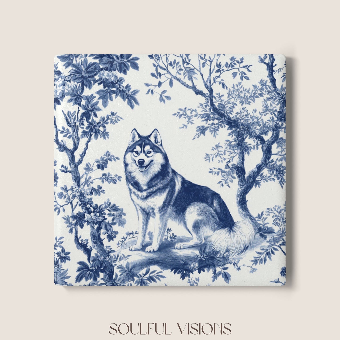 Husky Ceramic Coaster French Toile