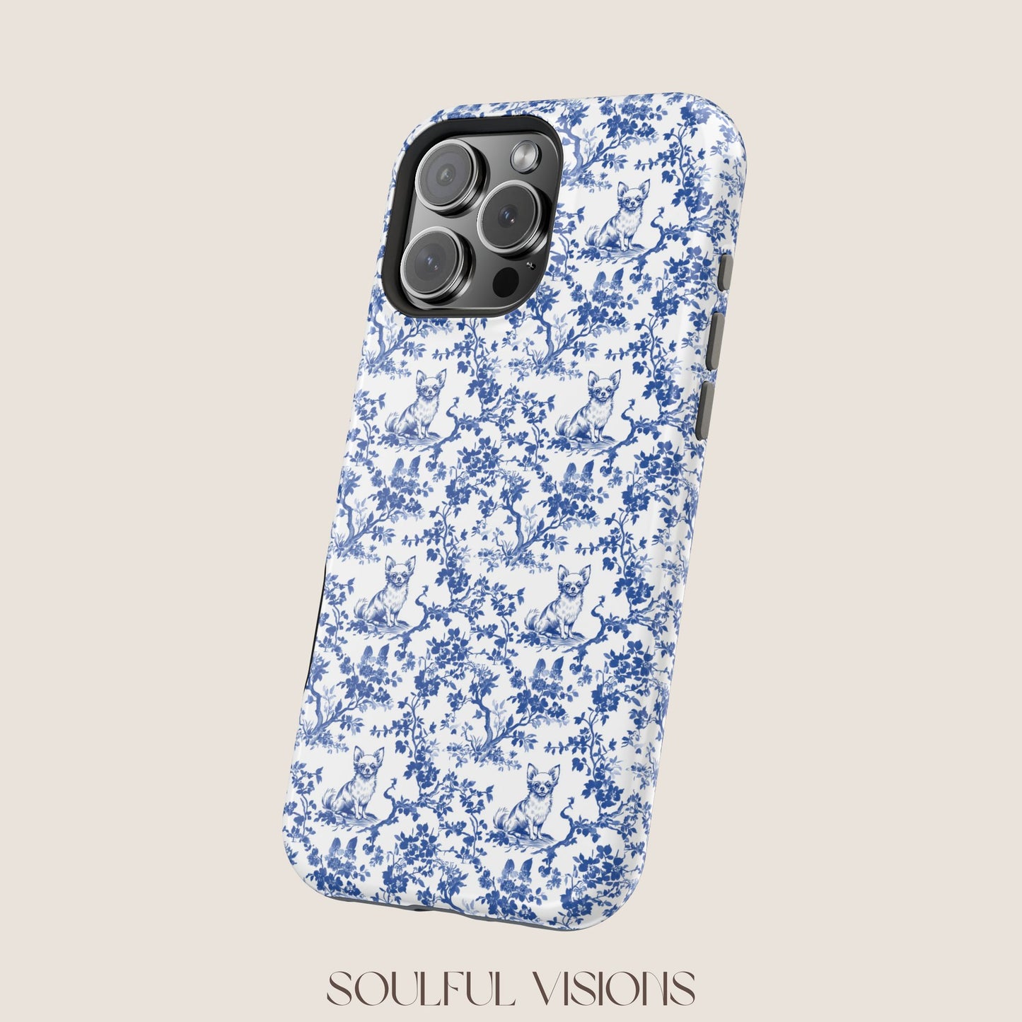 Chihuahua Toile De Jouy Magnetic Phone Case