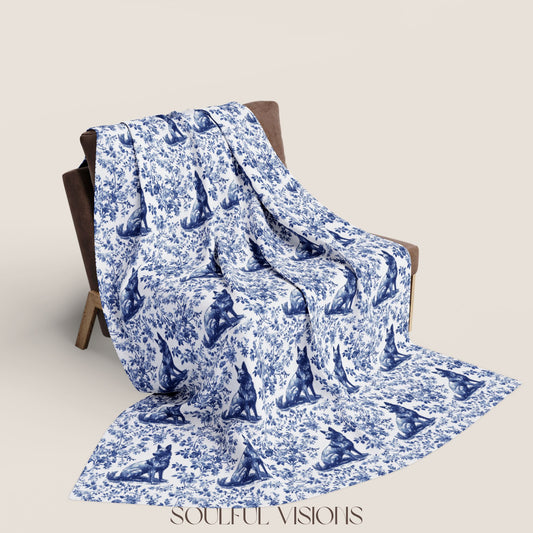 Belgian Malinois French Toile De Jouy Blanket