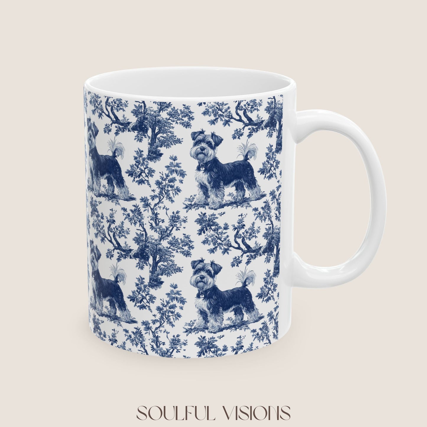 Miniature Schnauzer blue toile De Jouy Mug