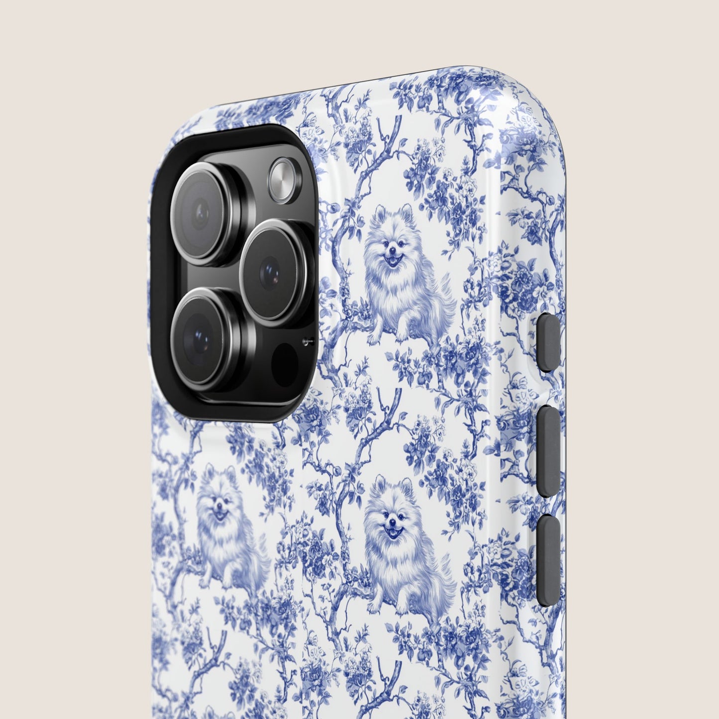 Pomeranian Toile De Jouy Magnetic Phone Case