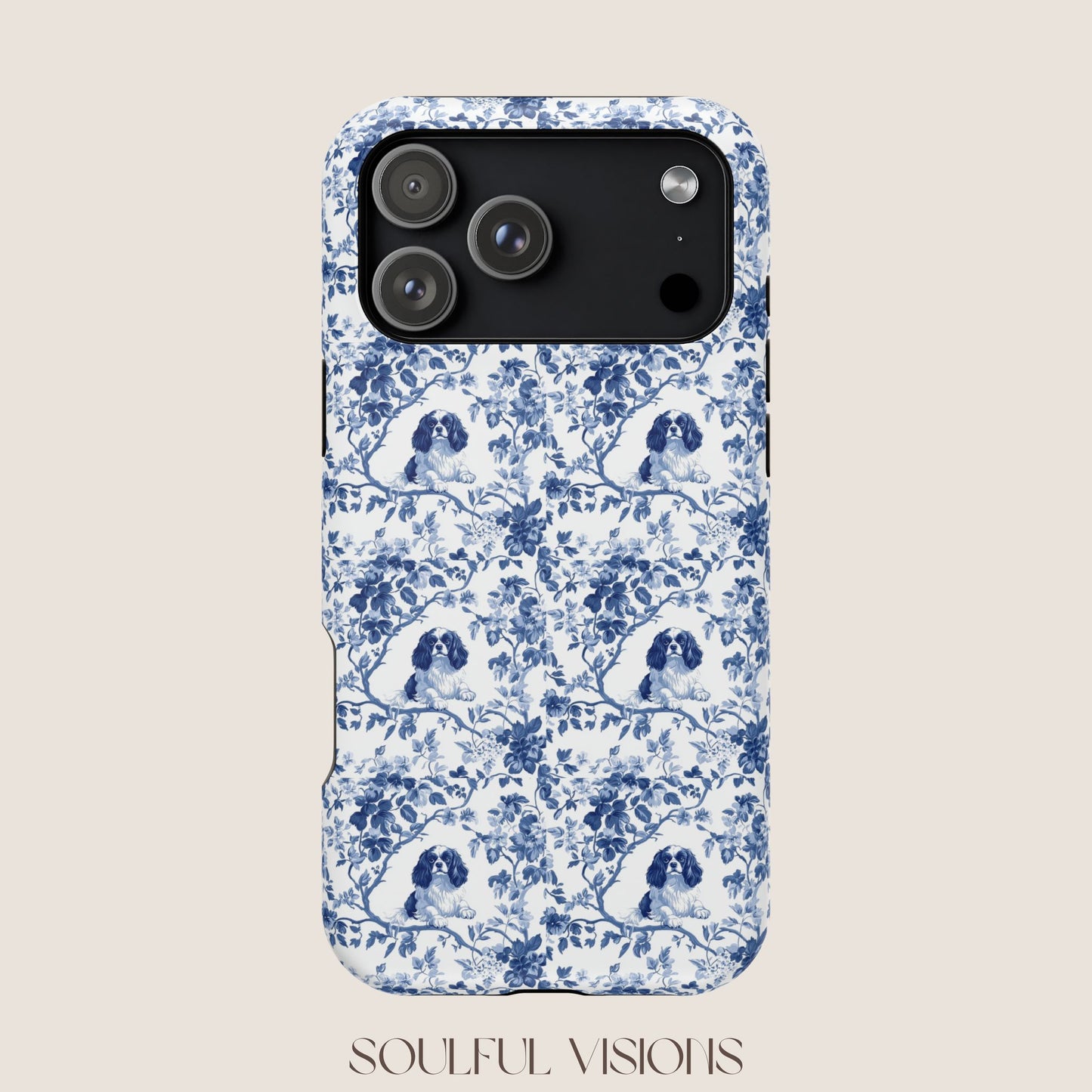 Cavalier King Charles Spaniel Toile De Jouy Magnetic Phone Case