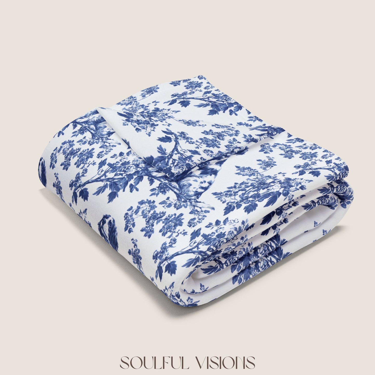 Brittany Spaniel French Toile De Jouy Blanket