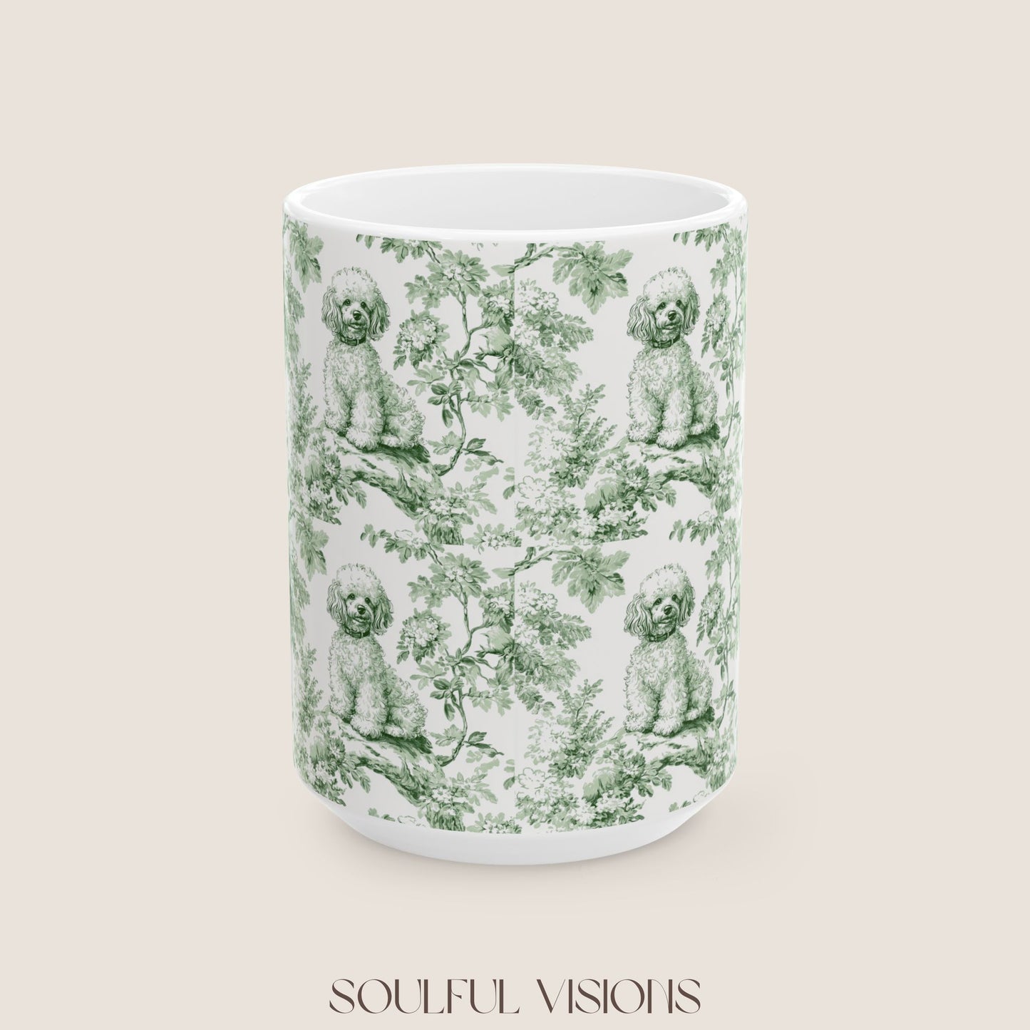 Mini Poodle French Pastel Toile De Jouy Mug