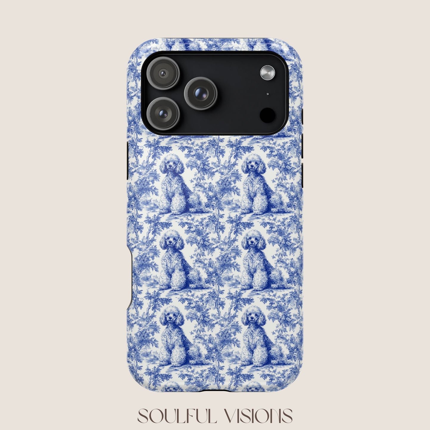 Poodle Toile De Jouy Magnetic Phone Case