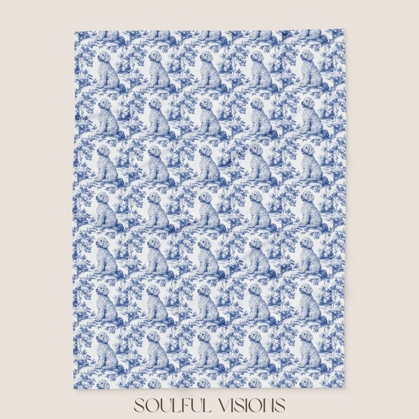 Goldendoodle 3 French Toile De Jouy Blanket