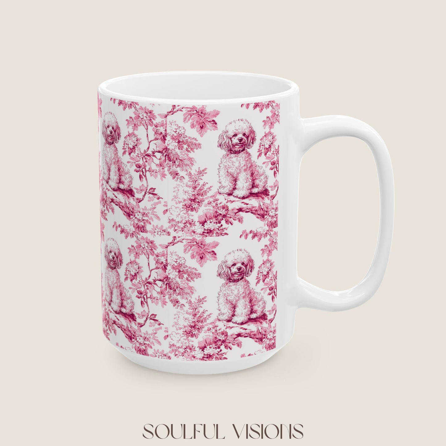 Mini Poodle French Pink Toile De Jouy Mug