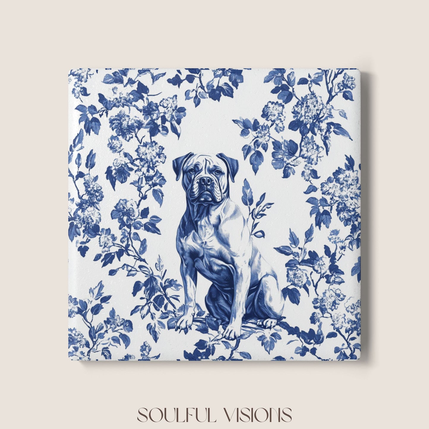 Presa Canario Ceramic Coaster French Toile