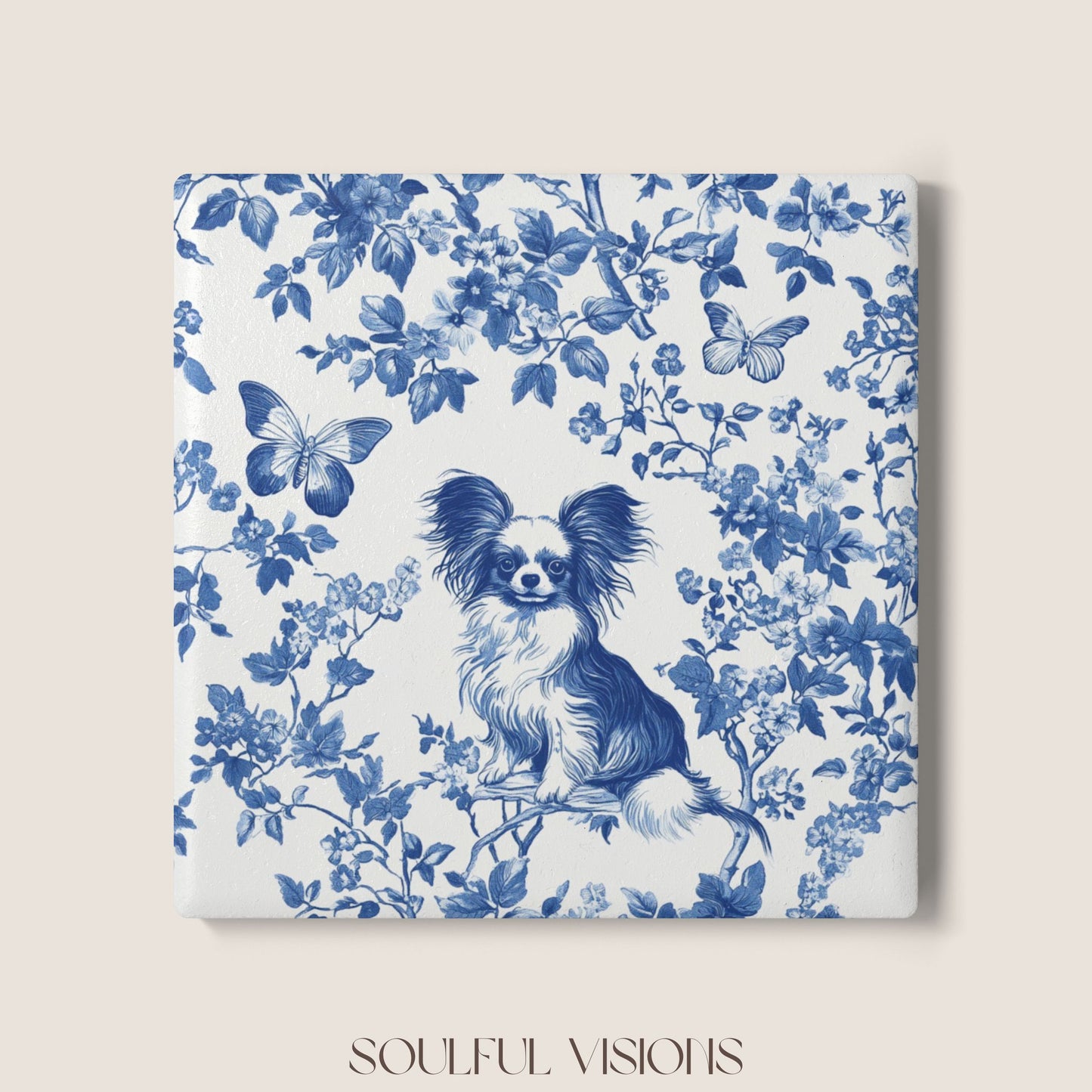 Papillon Ceramic Coaster French Toile