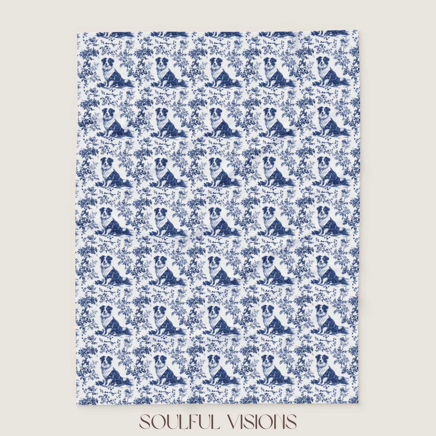 Australian Shepherd French Toile De Jouy Blanket