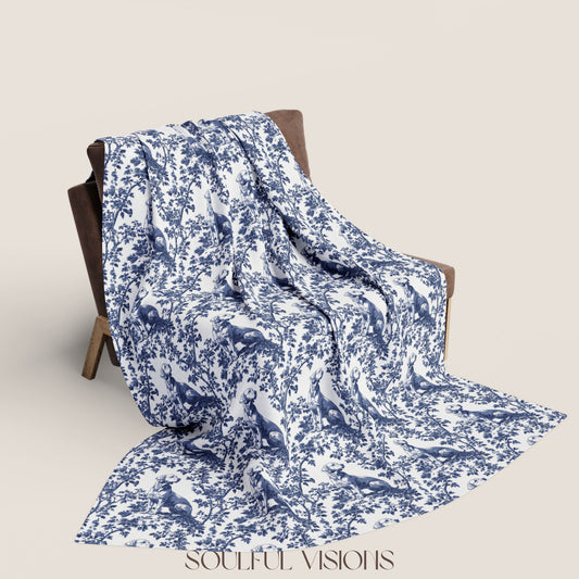 Labrador French Toile De Jouy Blanket