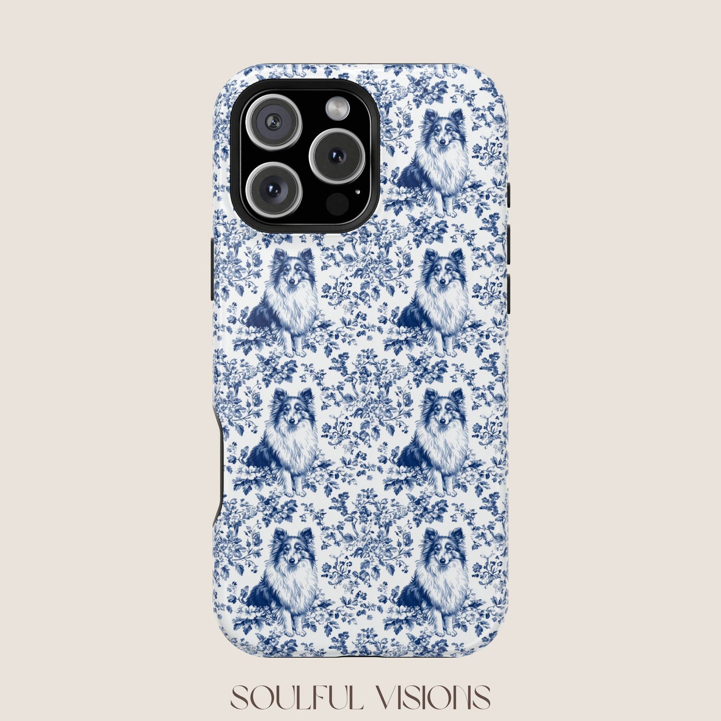 Shetland Sheepdog Toile De Jouy Magnetic Phone Case