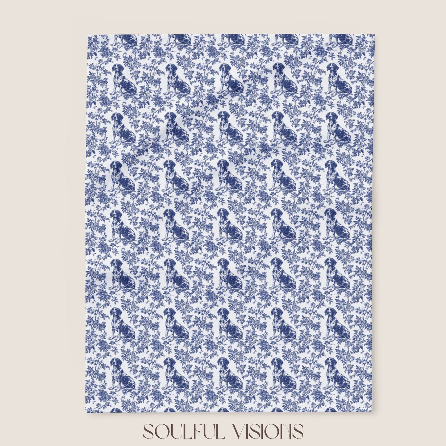 German Shorthaired Pointer French Toile De Jouy Blanket