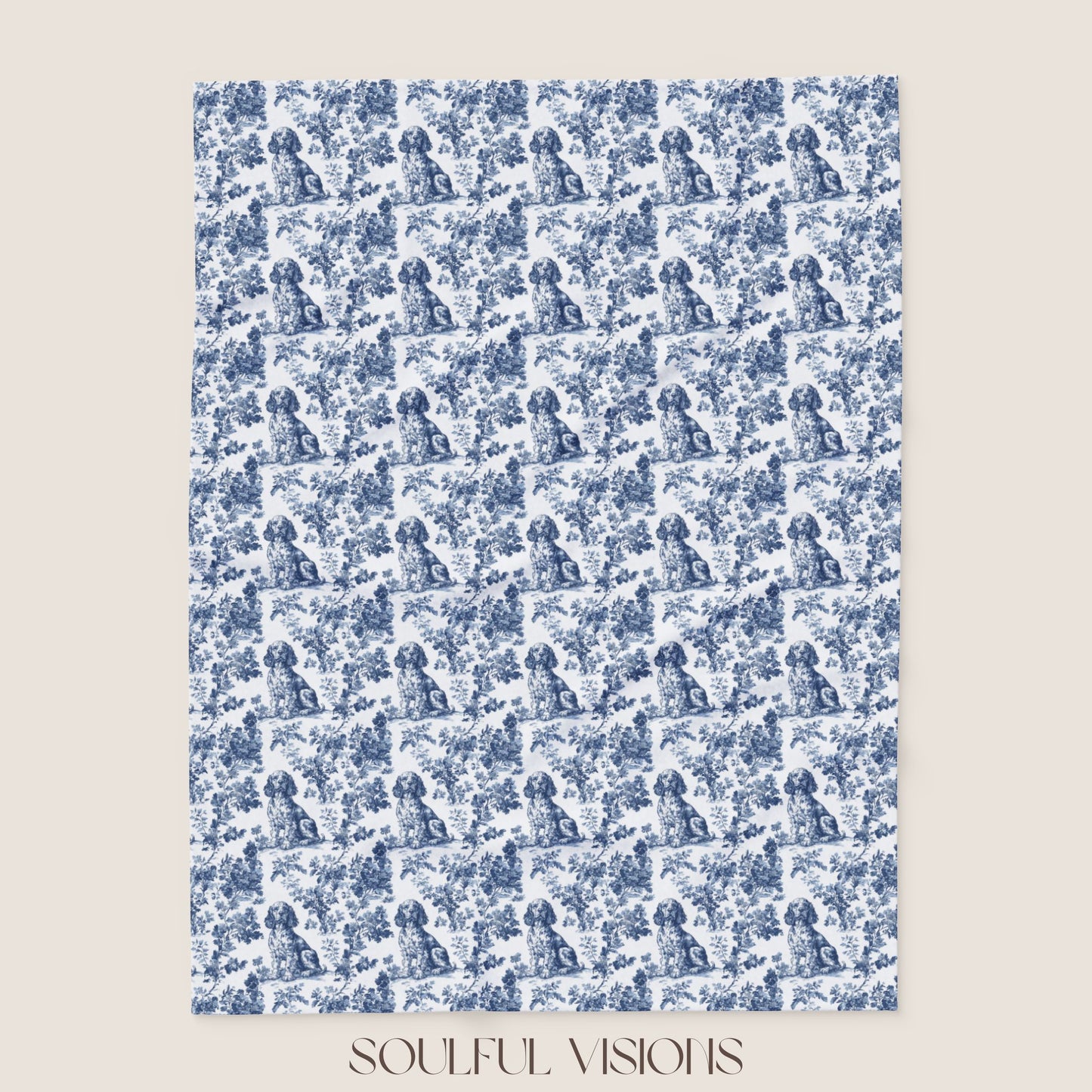Boykin Spaniel French Toile De Jouy Blanket