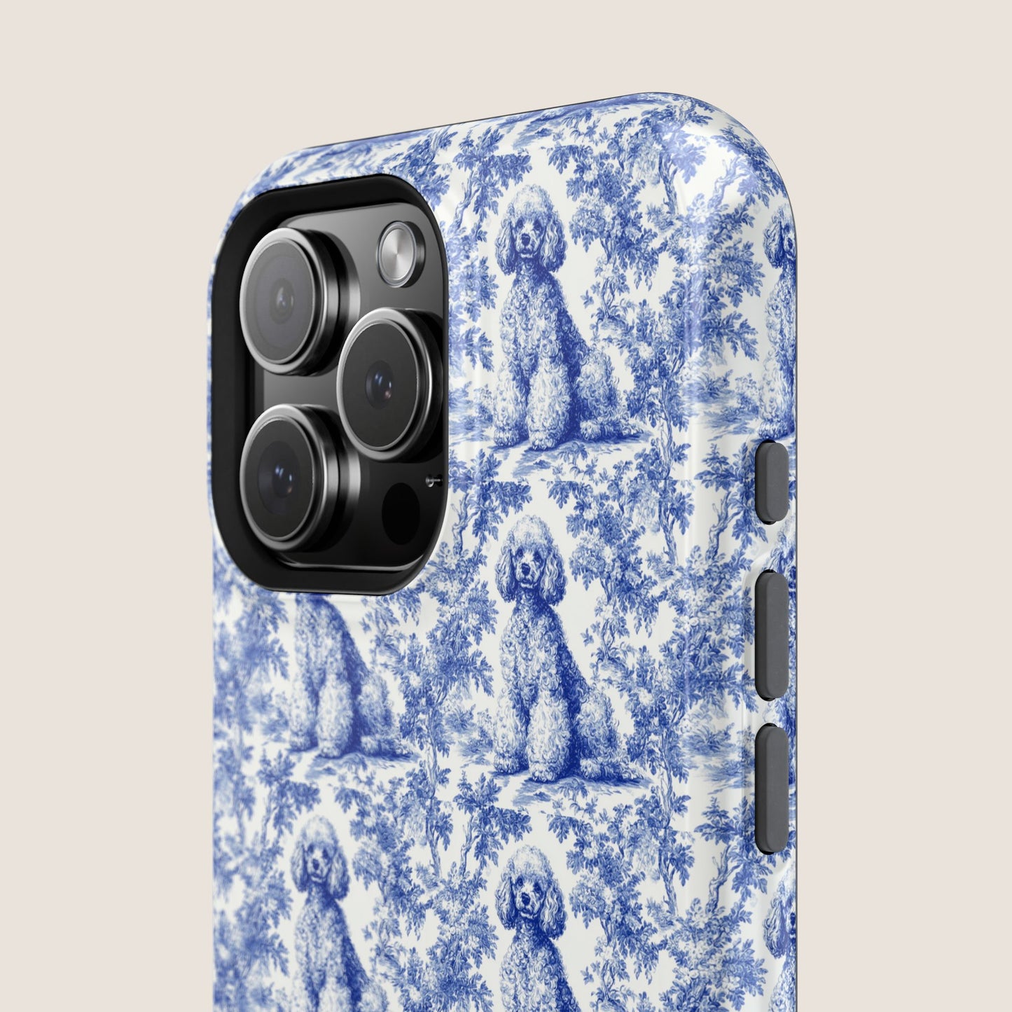 Poodle Toile De Jouy Magnetic Phone Case