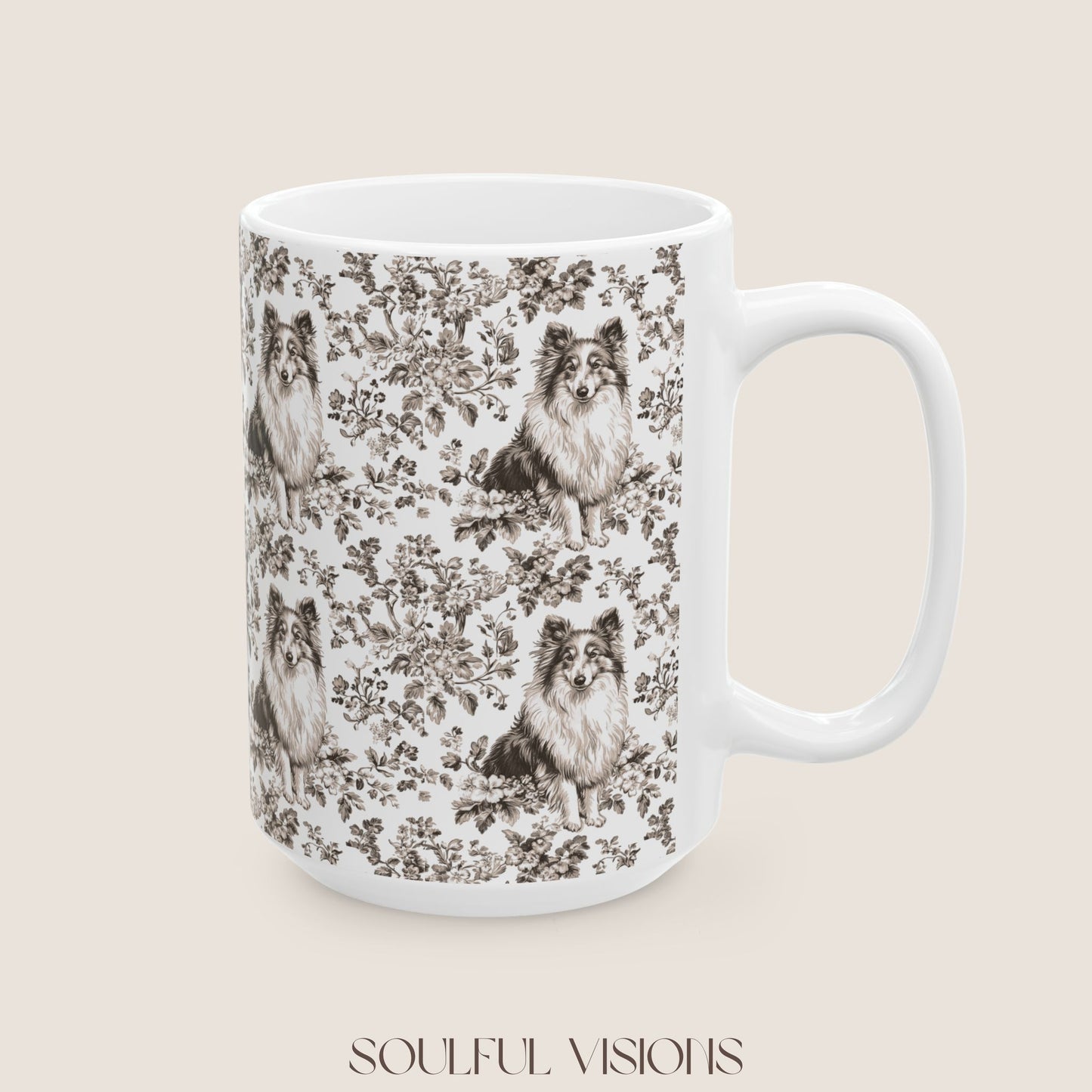 Shetland Sheepdog Toile De Jouy Mug