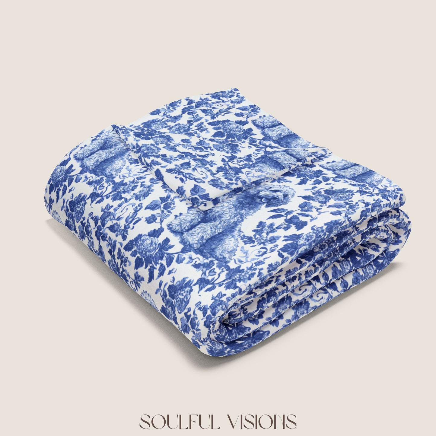 Labradoodle toile French Toile De Jouy Blanket