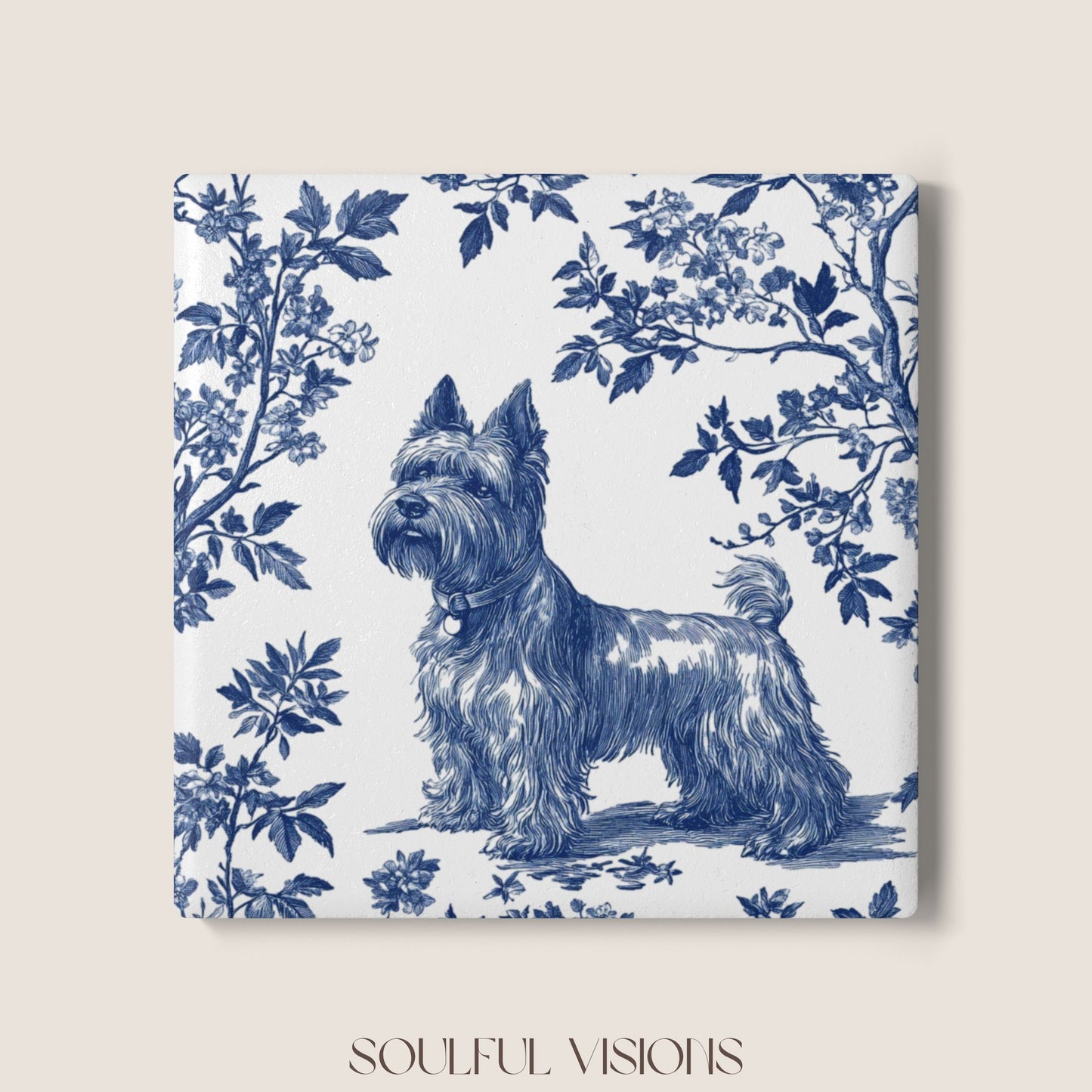 Scottish Terrier Ceramic Coaster French Toile