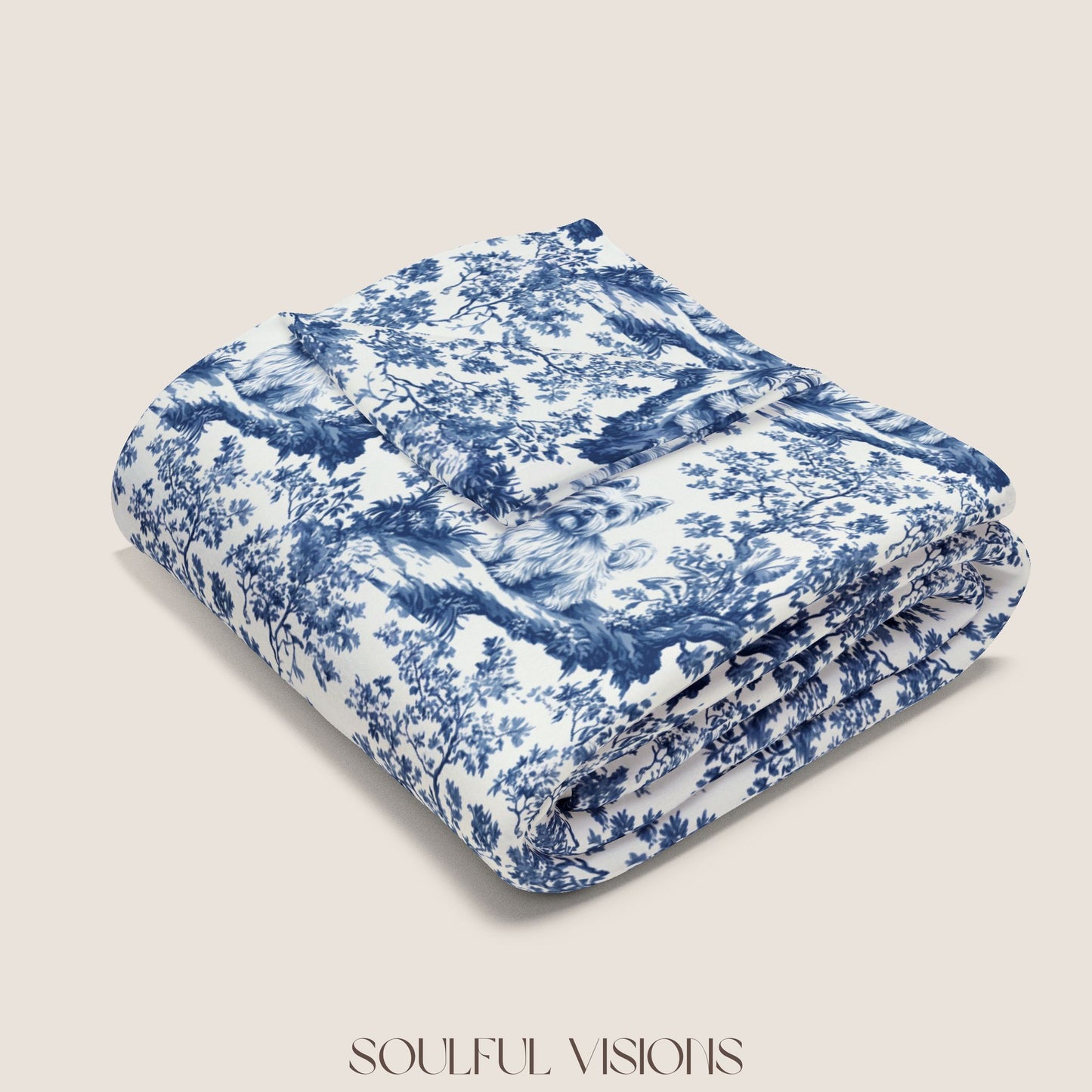 Yorkshire Terrier Toile French Toile De Jouy Blanket