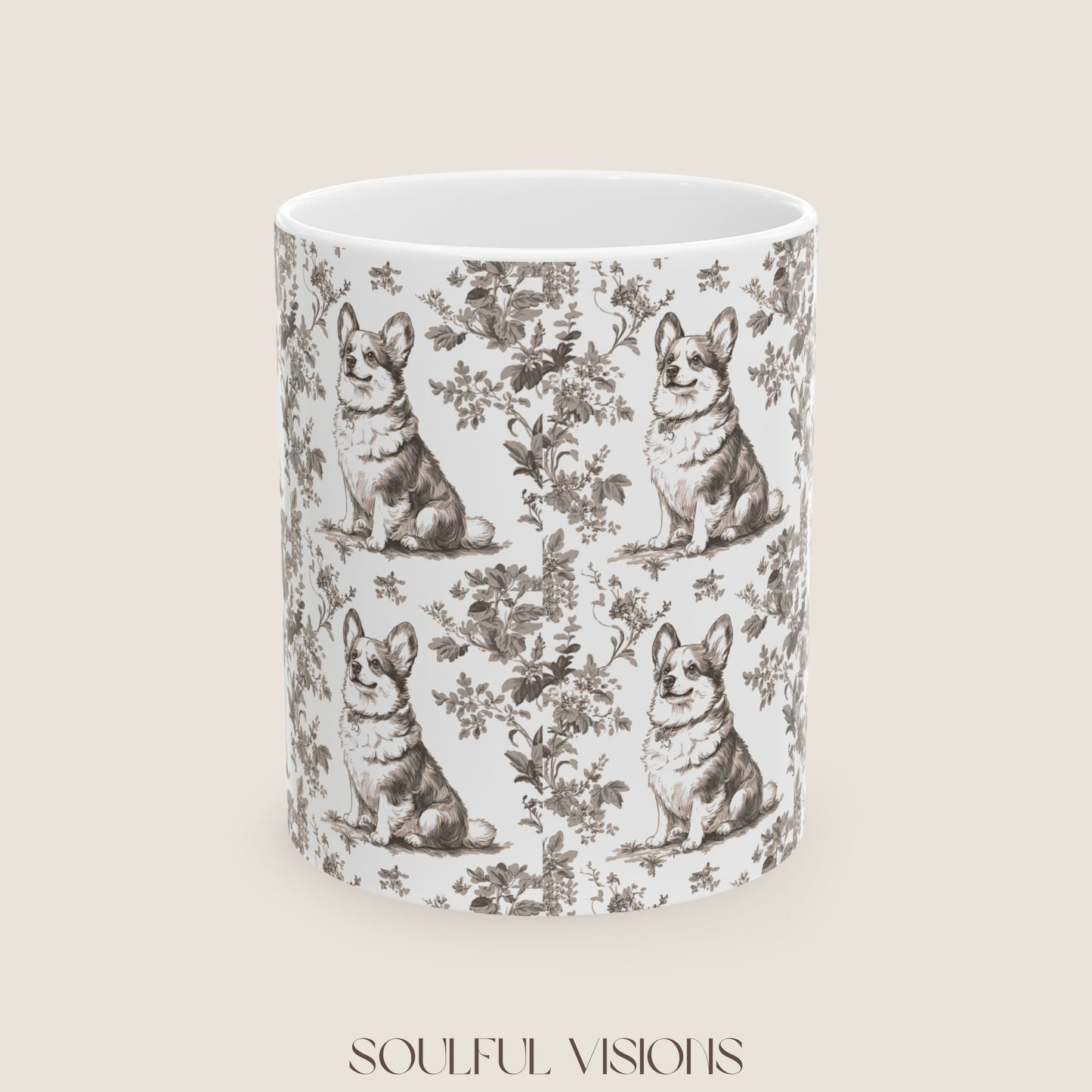 Corgi Toile De Jouy Mug