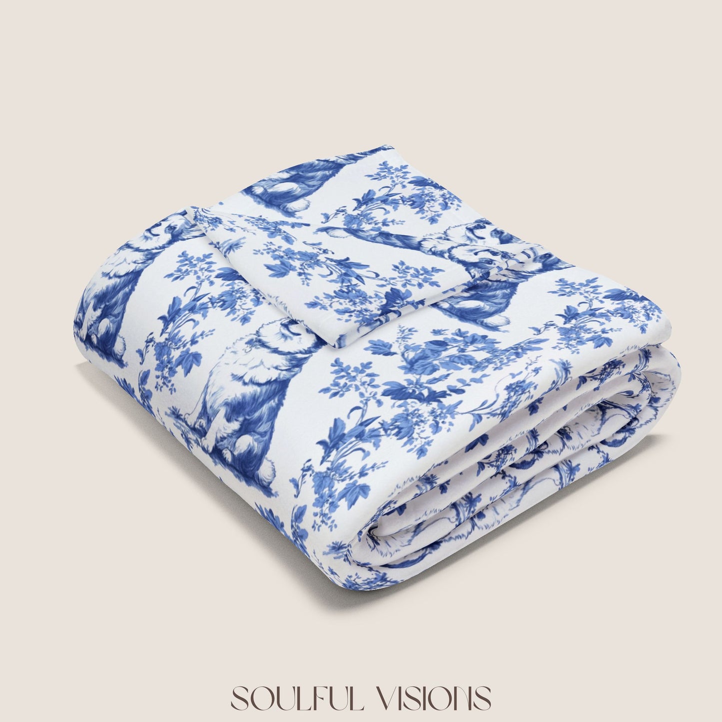 Corgi 2 French Toile De Jouy Blanket