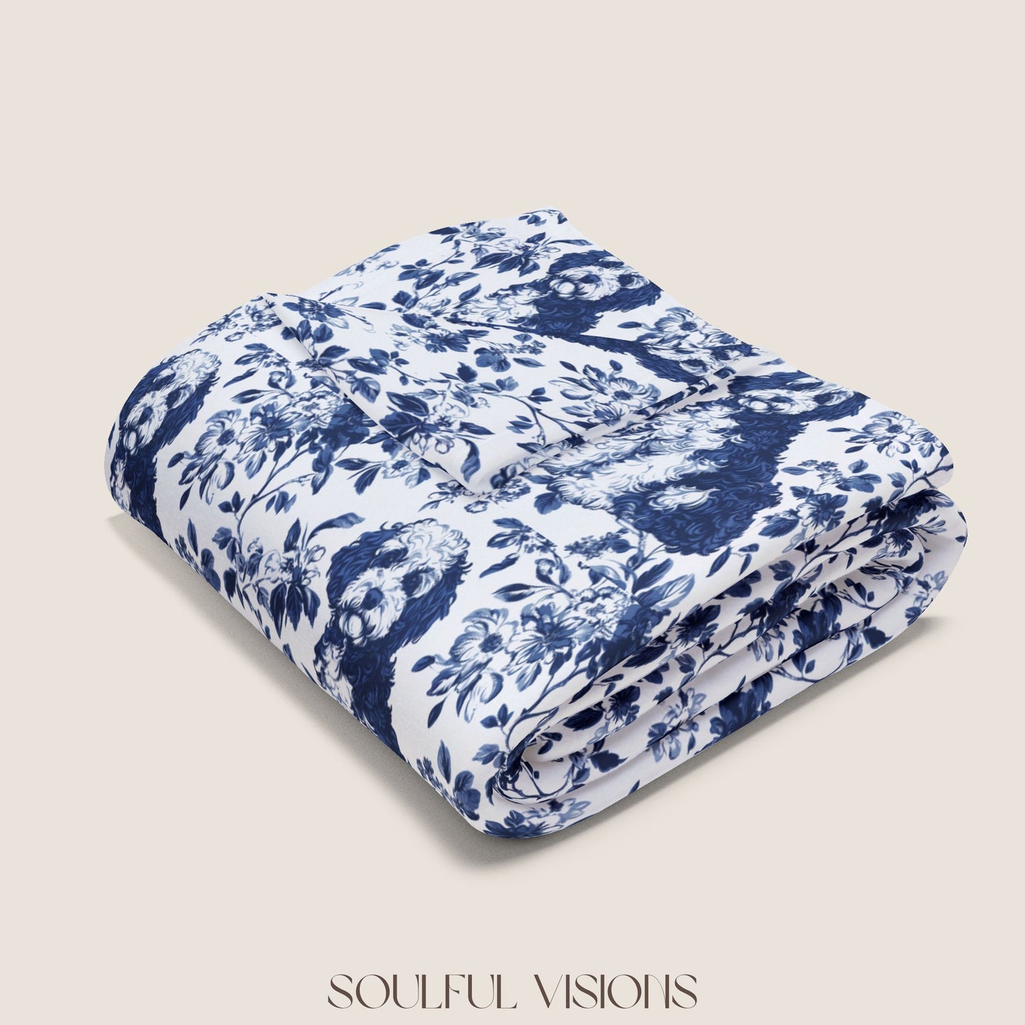 Bernedoodle French Toile De Jouy Blanket