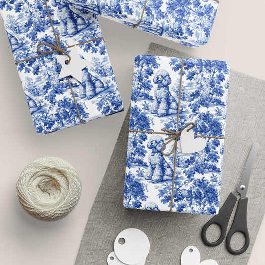Poodle French Toile De Jouy Wrapping Paper