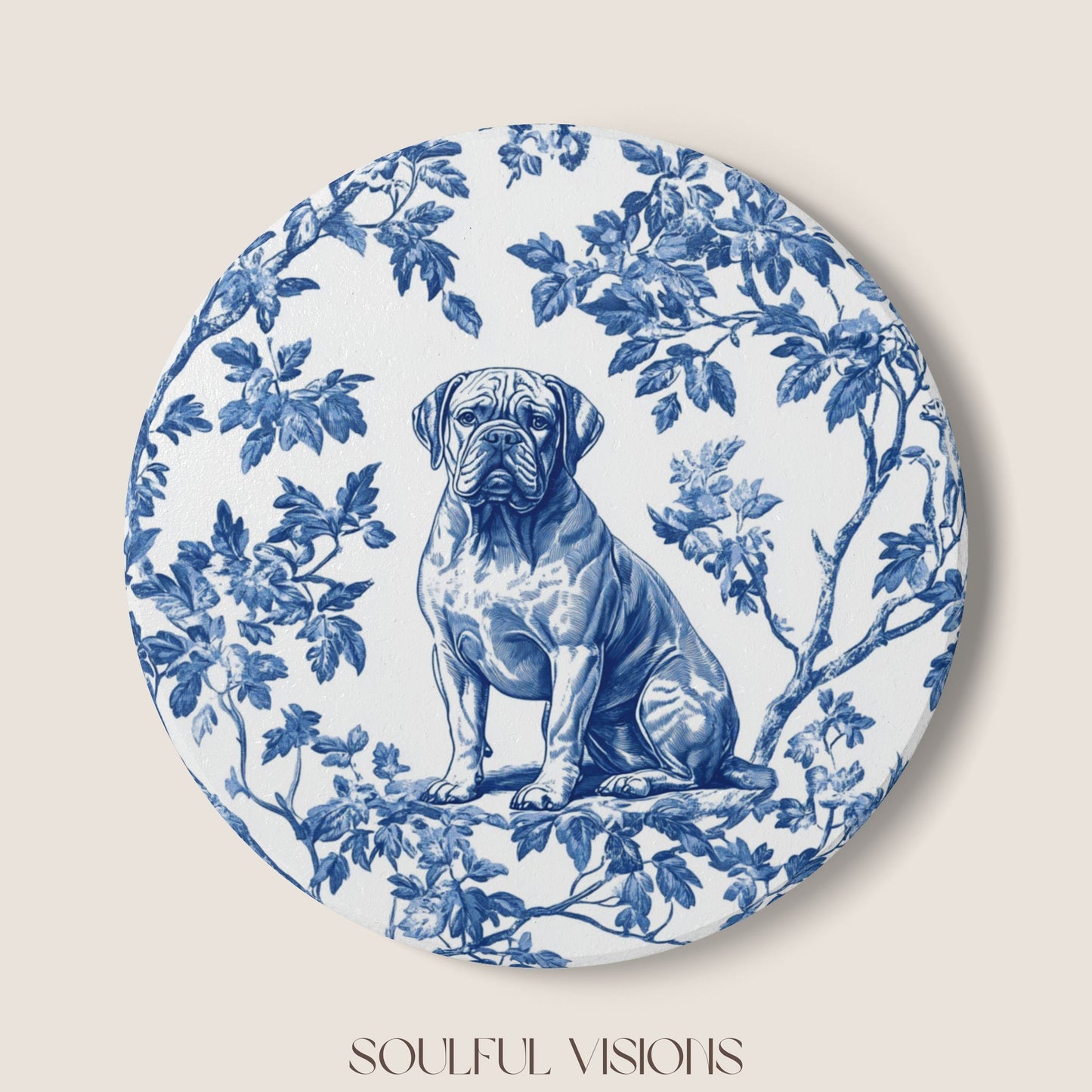 Dogue de Bordeaux Ceramic Coaster French Toile